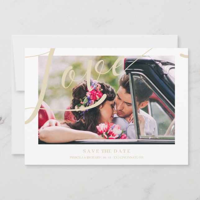 Luxus Minimalistische Liebe Zitat Golden Effect Fo Save The Date (Vorderseite)