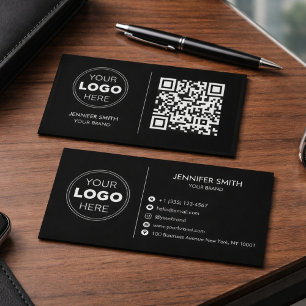 Luxus-Minimalistisches Schwarzes QR-Executive-Bran Visitenkarte