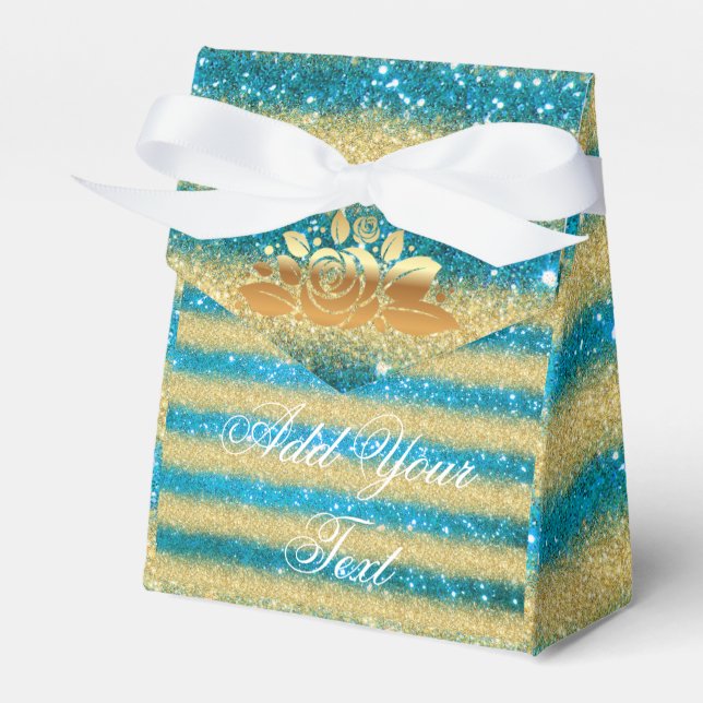 Luxus Mit Monogramm Popular Blue Gold Glitzer Geschenkschachtel (Vorderseite)