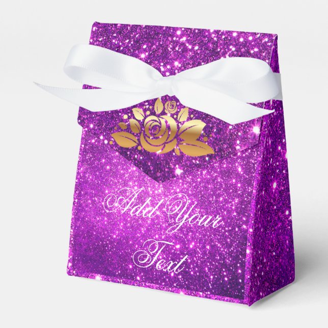 Luxus Mit Monogramm Popular Lila Gold Glitzer Geschenkschachtel (Vorderseite)