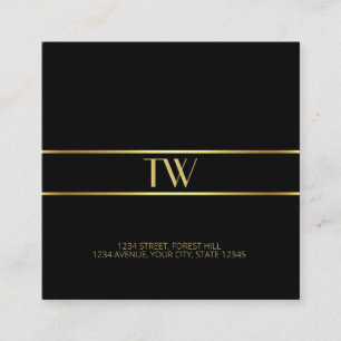 Luxus Modern Elegant Gold Monogramm Quadrat Quadratische Visitenkarte
