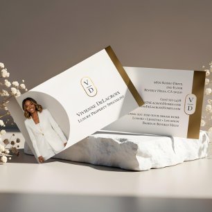 Luxus Modern Goldener Bogen Monogramm Immobilien F Visitenkarte