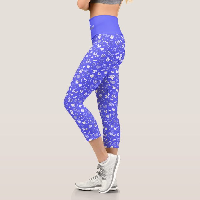 Luxus Moderne Elegante Liebe Blaues Herz Capri Leggings (Links)