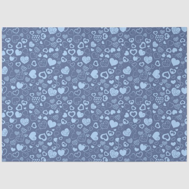 Luxus Moderne Elegante Liebe Blaues Herz Seidenpapier (Vorderseite)