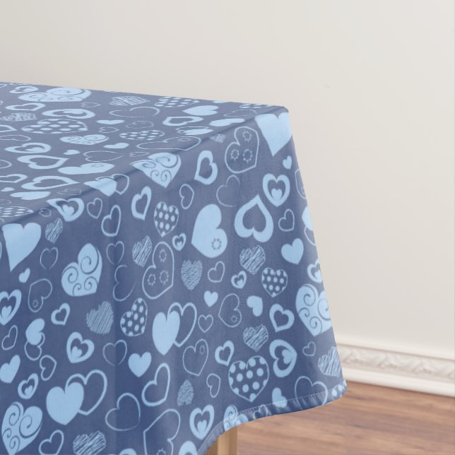 Luxus Moderne Elegante Liebe Blaues Herz Tischdecke (Beispiel)