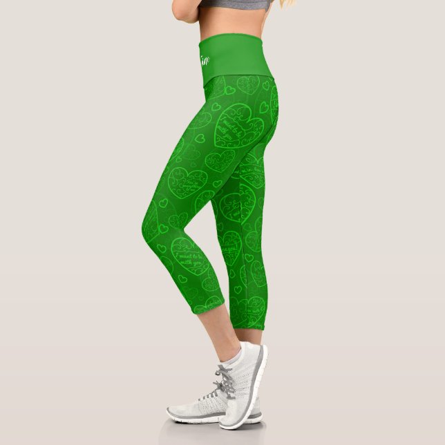 Luxus Moderne Elegante Liebe Grünes Herz Capri Leggings (Links)