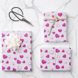 Luxus Moderne Elegante Liebe Rosa Herz Geschenkpapier Set