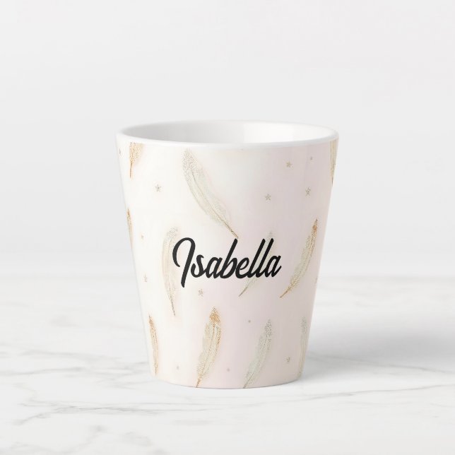 Luxus Moderne Federn Boho Kollektion Milchtasse (Vorderseite)