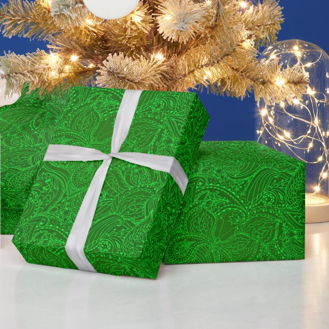 Luxus Moderne grüne, natürliche Blütenschmetterlin Geschenkpapier (Feiertage)