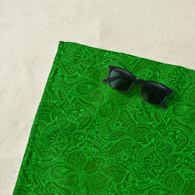 Luxus Moderne grüne, natürliche Blütenschmetterlin Strandtuch (Beispiel)