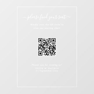 Luxus-Moderne-Hochzeit QR-Code Sitzplan-Schild Fensteraufkleber