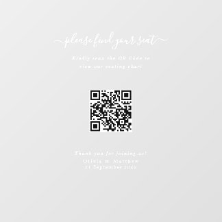 Luxus-Moderne-Hochzeit QR-Code Sitzplan-Schild Fensteraufkleber