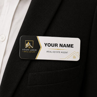 Luxus-Moderne-Immobilien-Logo in Schwarz und Gold Namensschild