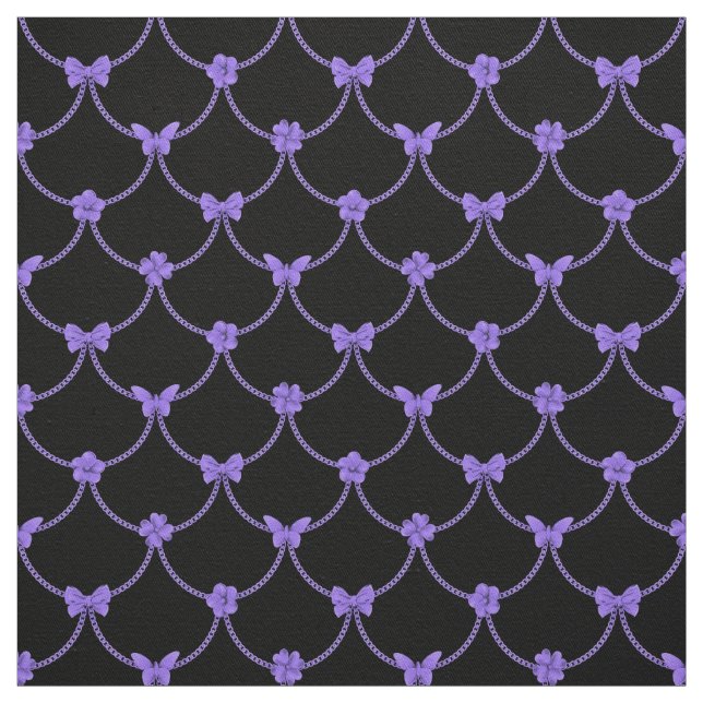 Luxus Moderne Lila Blumen-Schmetterlinge Stoff (Muster)