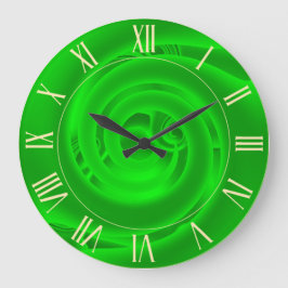 Luxus Moderne Neon Green Abstrakt Floral Rose Große Wanduhr
