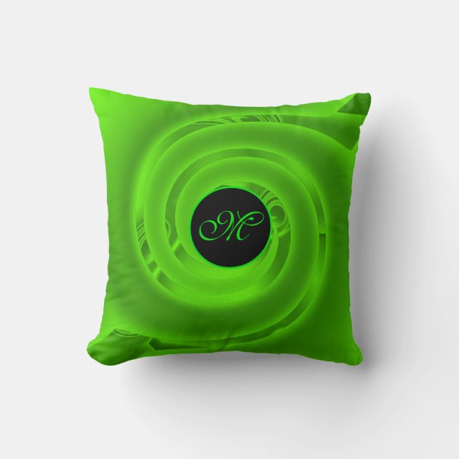 Luxus Moderne Neon Green Abstrakt Floral Rose Kissen (Vorderseite)