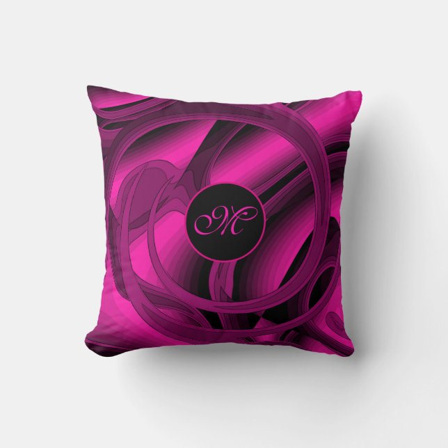 Luxus Moderne rosa Abstrakte florale Rose Kissen (Vorderseite)