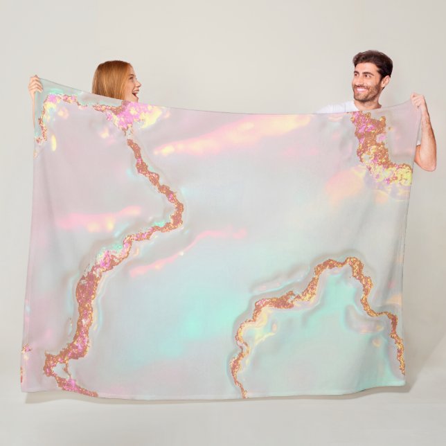 Luxus Moderne Rosé-Weichmint-Gold-Kollektion Fleecedecke (Beispiel)