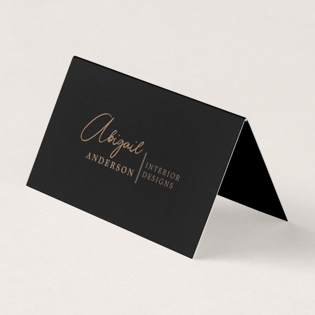Luxus Moderne Schwarz und Gold Brown beruflich Visitenkarten (Vorderseite)