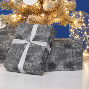 Luxus Moderne Silber Natürliche Florale Butterfly Geschenkpapier