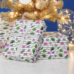 Luxus Moderne tropische natürliche Blütenschmetter Geschenkpapier