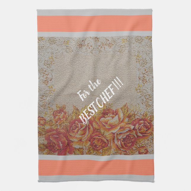 Luxus Moderne Vintage Rose Geschirrtuch (Vertikal)