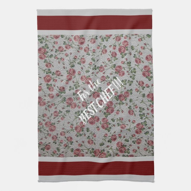 Luxus Moderne Vintage Rose Geschirrtuch (Vertikal)