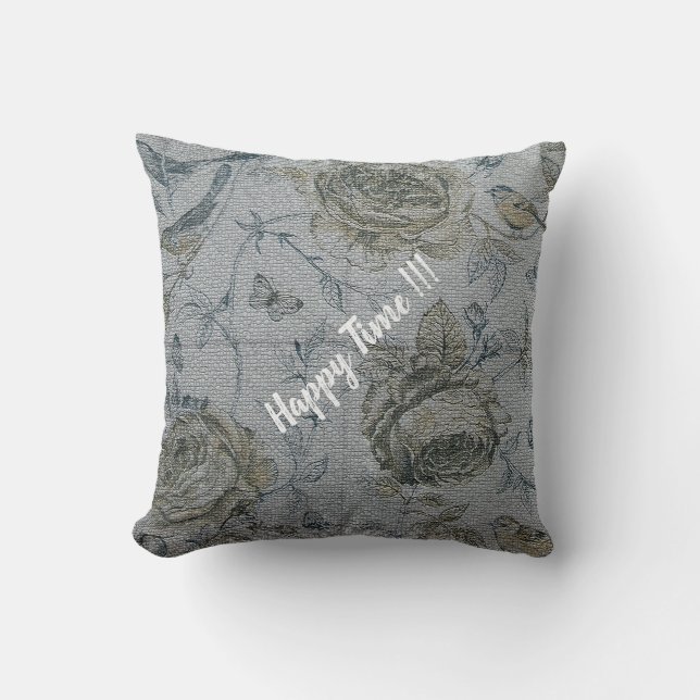 Luxus Moderne Vintage Rose Kissen (Vorderseite)