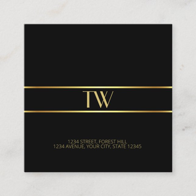 Luxus Modernes Elegantes Gold Mit Monogramm Square Quadratische Visitenkarte (Vorderseite)