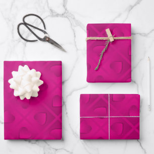 Luxus Modernes elegantes rosa Herz Geschenkpapier Set