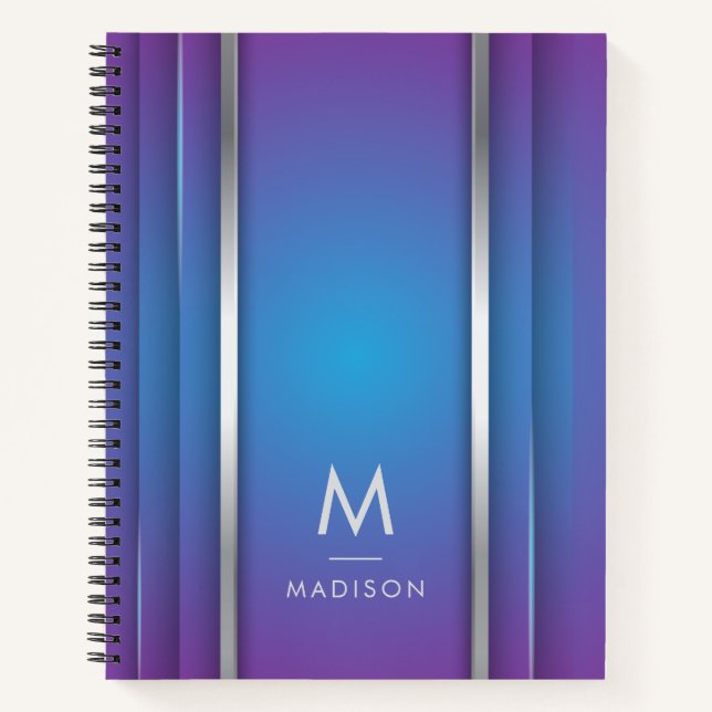 Luxus Modernes Minimal Abstraktes Violet Blau Notizbuch (Vorderseite)