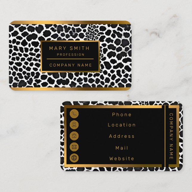 Luxus Modernes White Leopard Elegante Collection Visitenkarte (Vorne/Hinten)