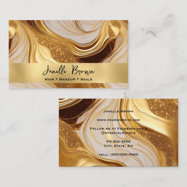 Luxus Molten Gold Foil und Glitzer Visitenkarte (Vorne/Hinten)