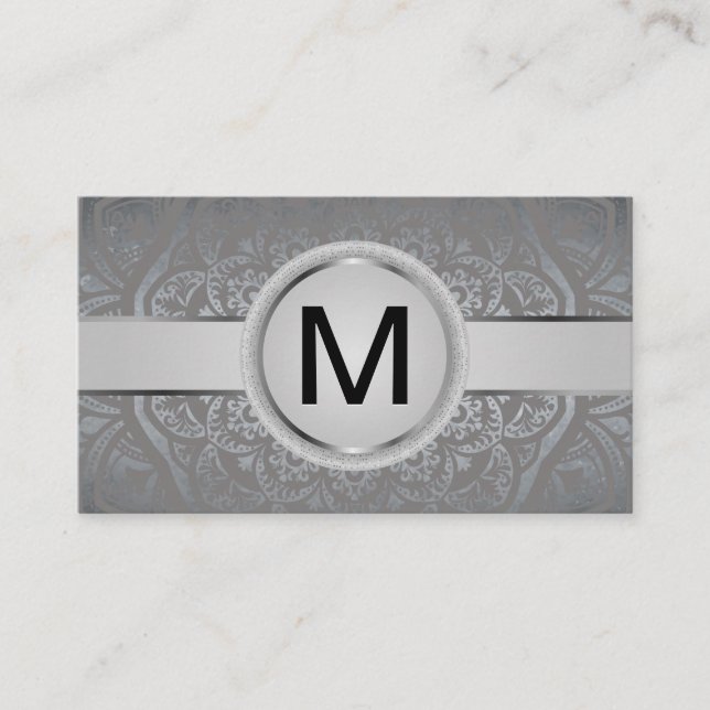 Luxus Monogram Band | Metallic Mandala Muster Visitenkarte (Vorderseite)