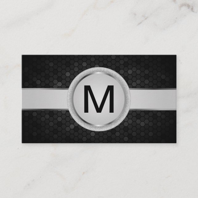 Luxus Monogram Band | Metallisches geometrisches M Visitenkarte (Vorderseite)