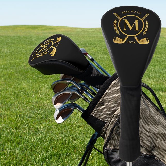 Luxus Monogram Gold auf Black Golf Club Deckblatt Golf Headcover (Von Creator hochgeladen)