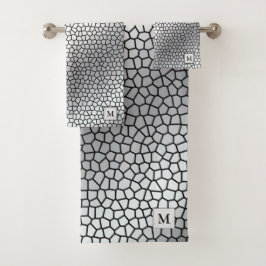 Luxus Monogram Hartglas Silver Badhandtuch Set