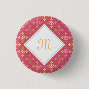 Luxus Monogram Pink und Gold Quatre Bloral Button