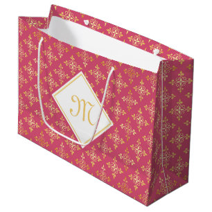 Luxus Monogram Pink und Gold Quatre Bloral Große Geschenktüte