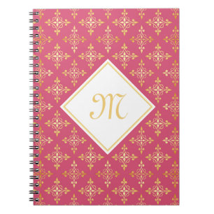 Luxus Monogram Pink und Gold Quatre Bloral Notizblock