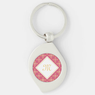 Luxus Monogram Pink und Gold Quatre Bloral Schlüsselanhänger