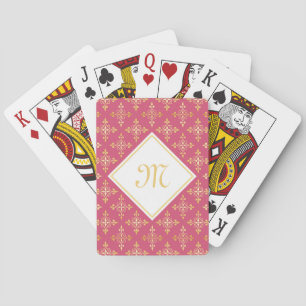 Luxus Monogram Pink und Gold Quatre Bloral Spielkarten