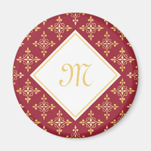 Luxus Monogram Rot und Gold Quatre Bloral Magnet