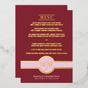 Luxus-Monogramm Moderne Elegante Speisekarte Burgu Folieneinladung