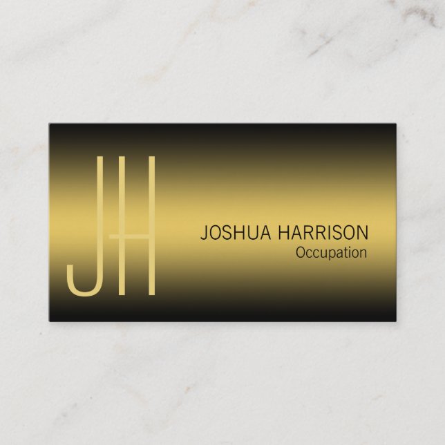 Luxus Monogramm Visitenkarte schwarz und gold (Vorderseite)