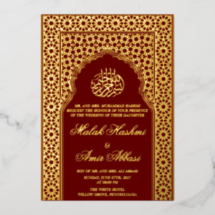 Luxus Moschee Rot Islamische Hochzeit Folieneinladung