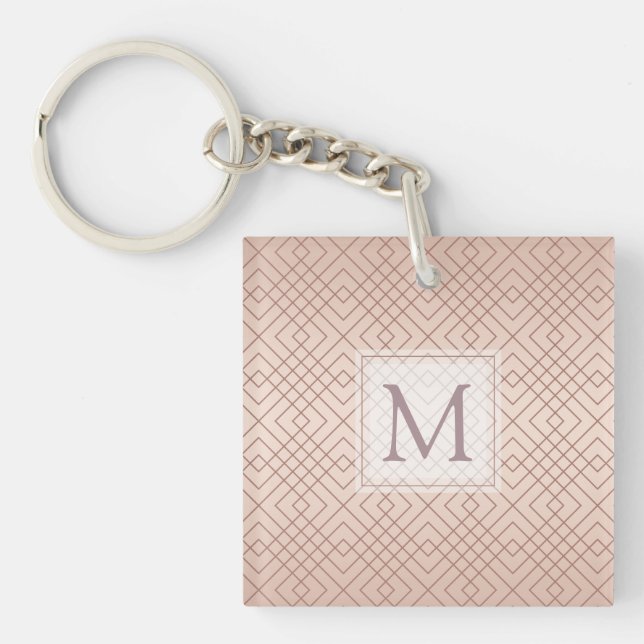 Luxus Muster Rose Gold Personalisiert Schlüsselanhänger (Vorderseite)