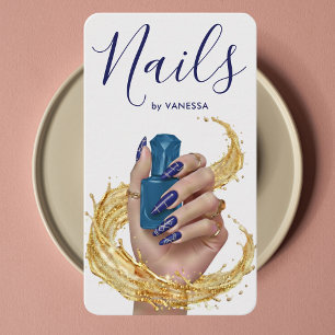 Luxus-Nagelkünstler Manicurist Kobaltblau Gold Visitenkarte
