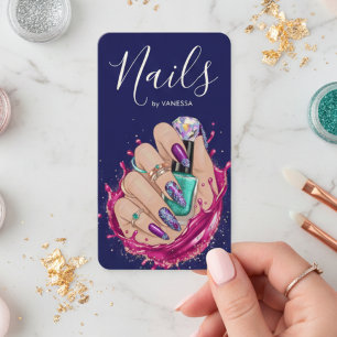 Luxus-Nagelstudio Navy Blue Manikurkünstlerin Visitenkarte