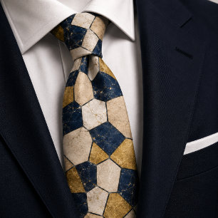 Luxus-Naviblau- und Goldmarmorstein-Mosaik Krawatte